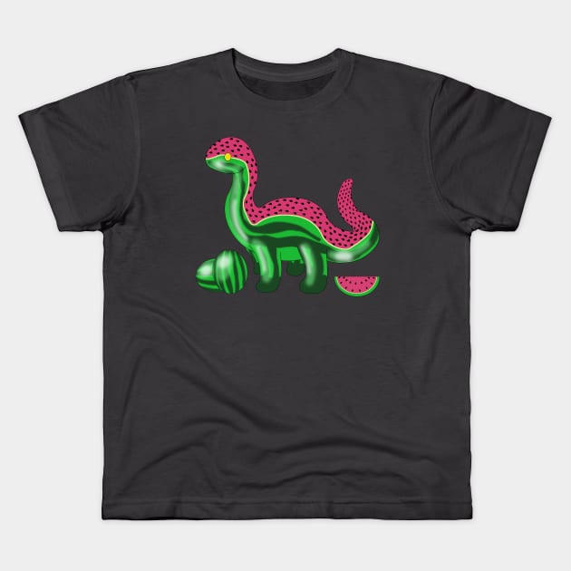 Watermelon Dinosaure Kids T-Shirt by AilurosLunaire